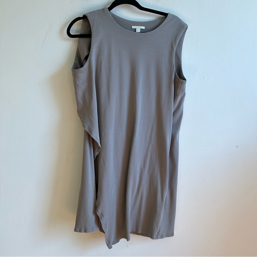 COS Sz M Grey Asymmetrical Lagenlook Cotton Sleeveless Mini Dress - Picture 2 of 8